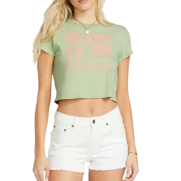 Billabong Tops - Billabong Sol Surf Graphic Short Sleeve Cropped T-Shirt L